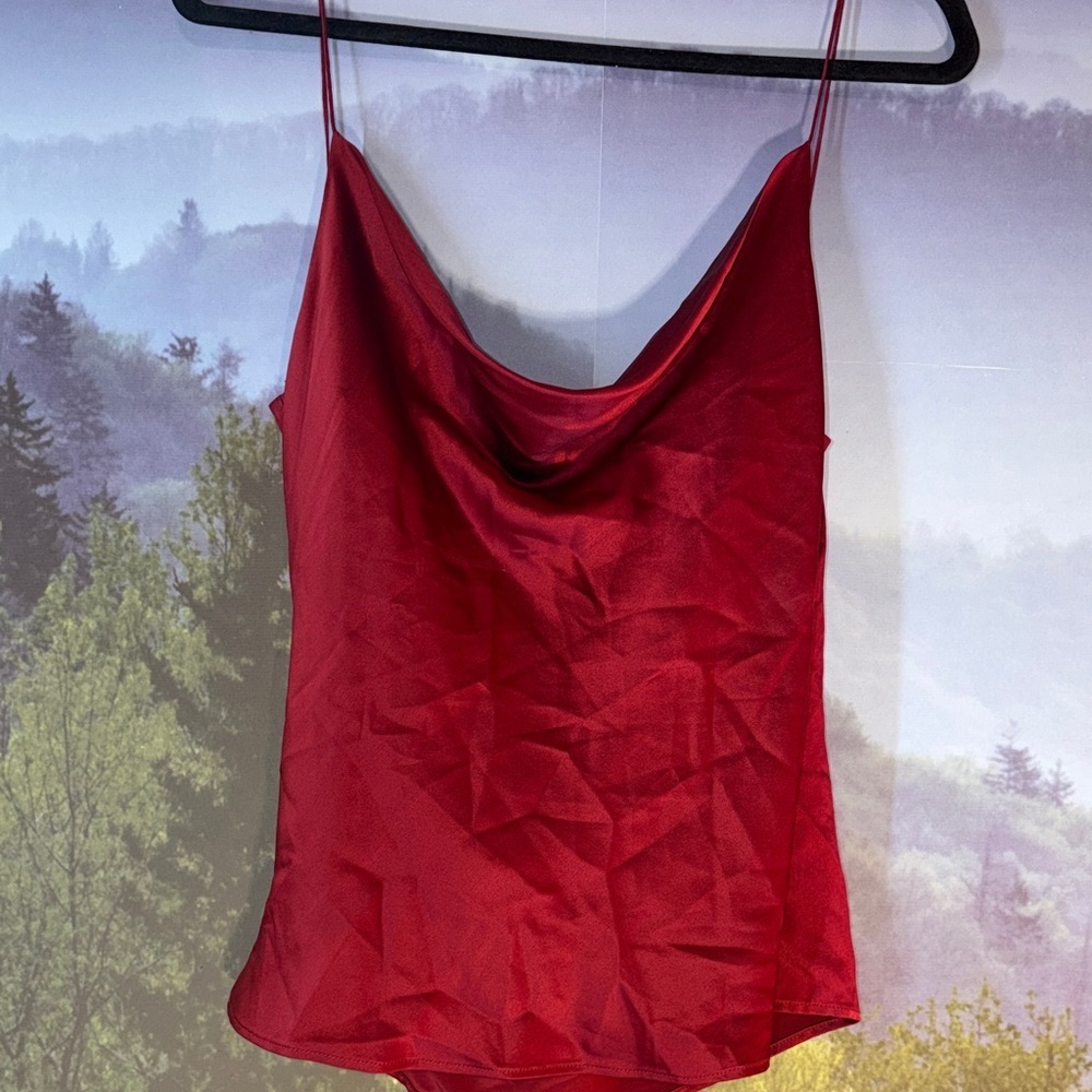 Chic Red Cowl Neck Camisole - Picture 4 of 6